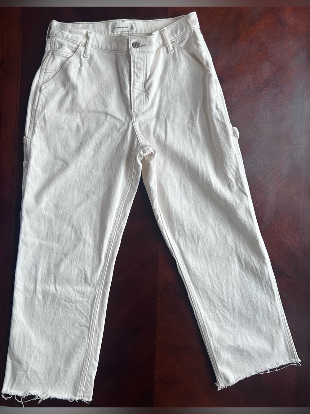Abercrombie & Fitch Curve Love White Denim Straight High Rise Jeans 30/10R - Picture 1 of 10